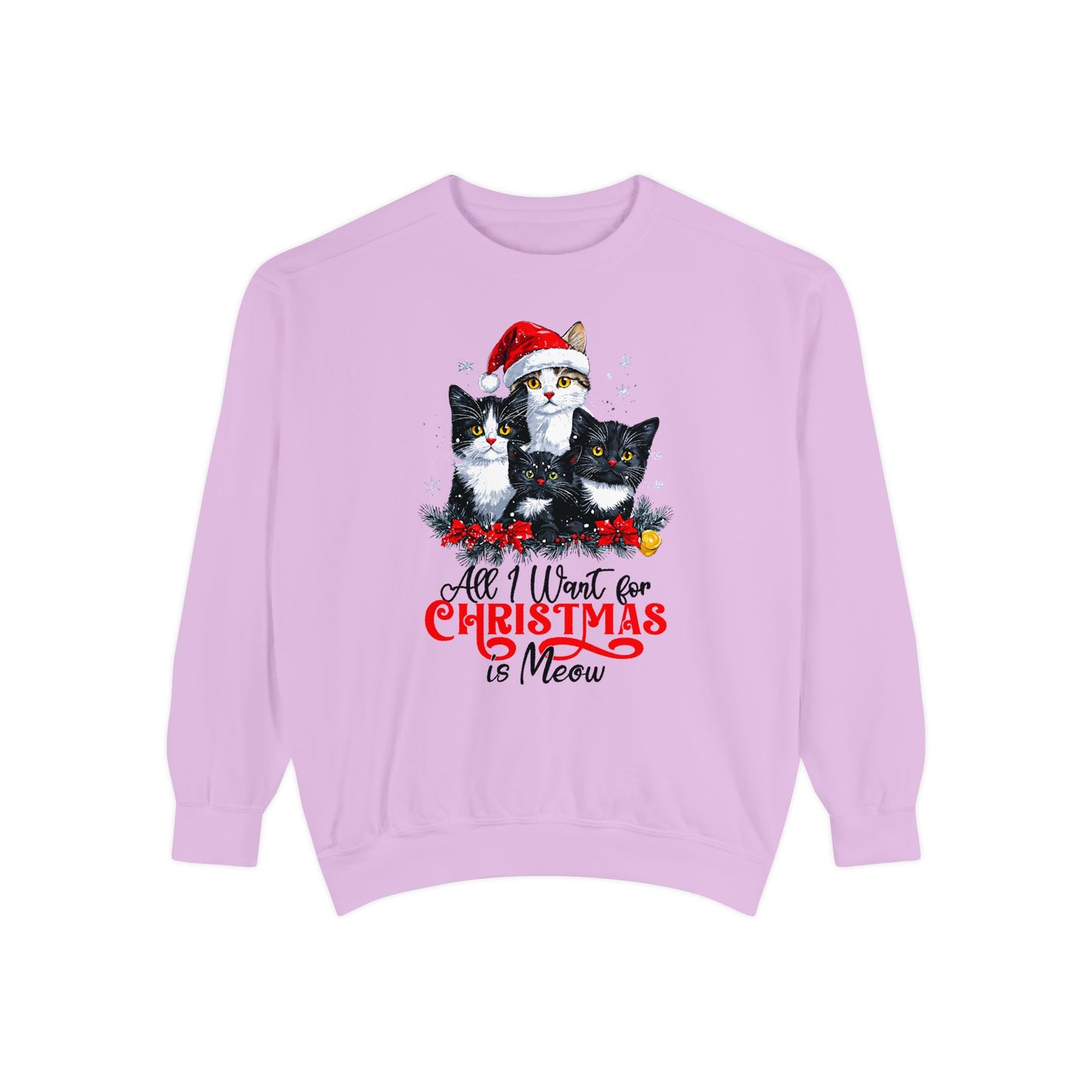 All I Want for Christmas is Meow - Unisex Cat Christmas Sweatshirt, Cat Themed Gift for Cat Lovers, Christmas Shirt, Holiday Apparel, Xmas Jumper,