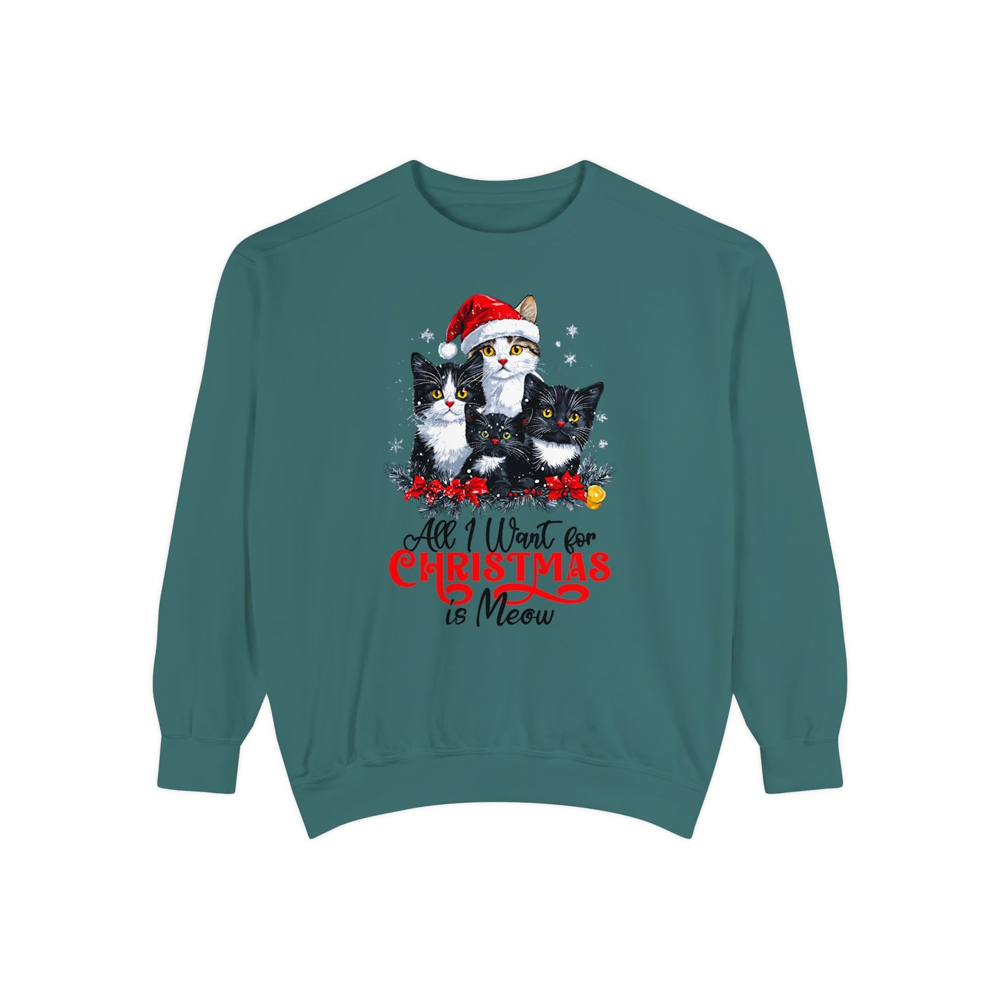 All I Want for Christmas is Meow - Unisex Cat Christmas Sweatshirt, Cat Themed Gift for Cat Lovers, Christmas Shirt, Holiday Apparel, Xmas Jumper,
