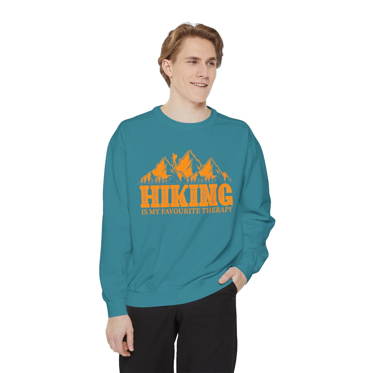 Hiking is my Favorite Therapy - Unisex Garment-Dyed Sweatshirt