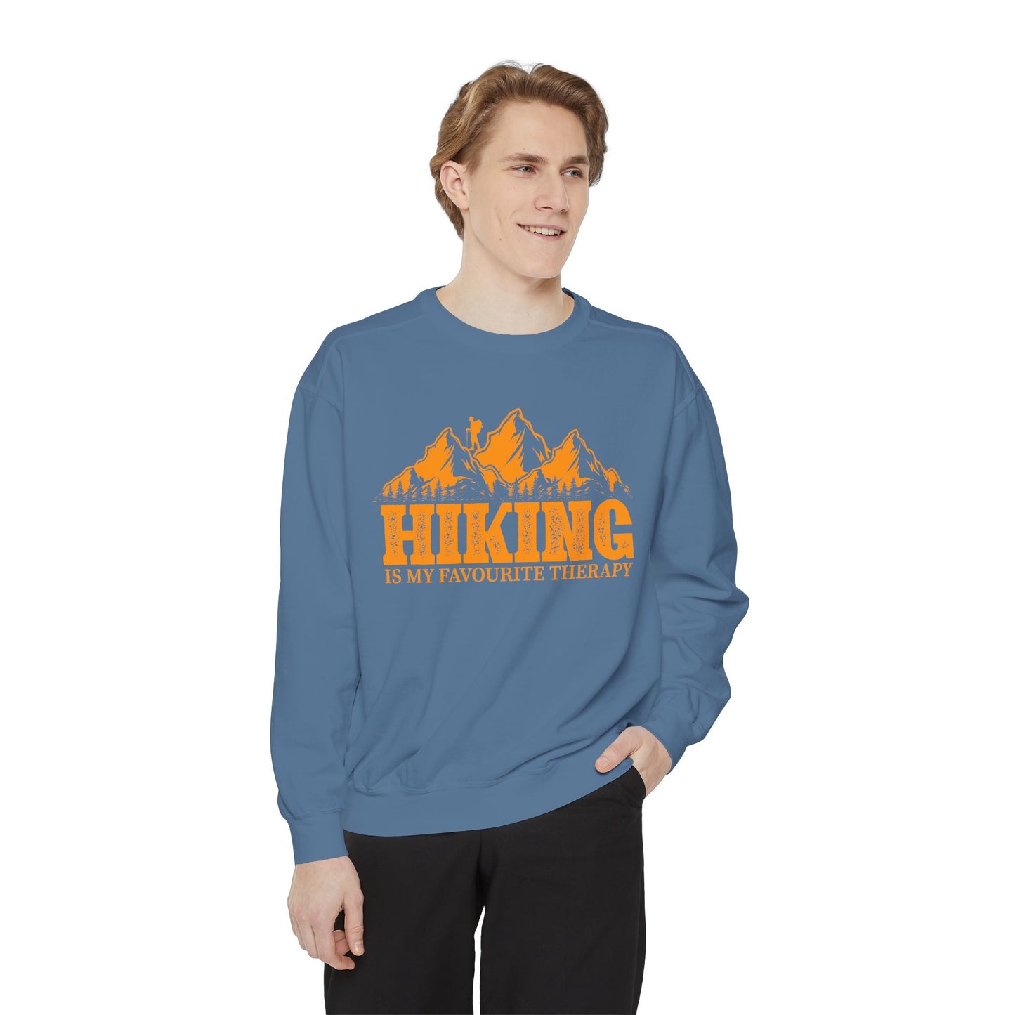 Hiking is my Favorite Therapy - Unisex Garment-Dyed Sweatshirt