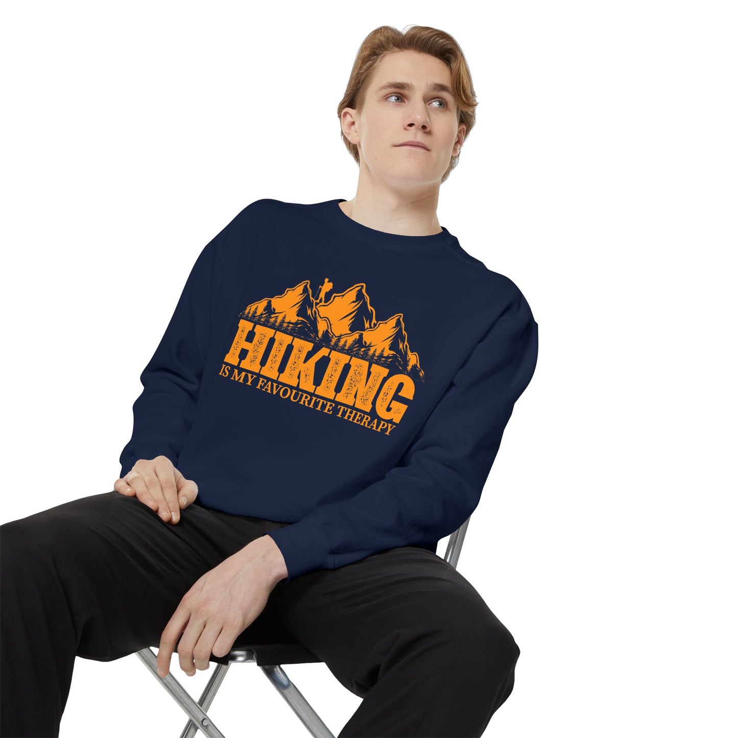 Hiking is my Favorite Therapy - Unisex Garment-Dyed Sweatshirt