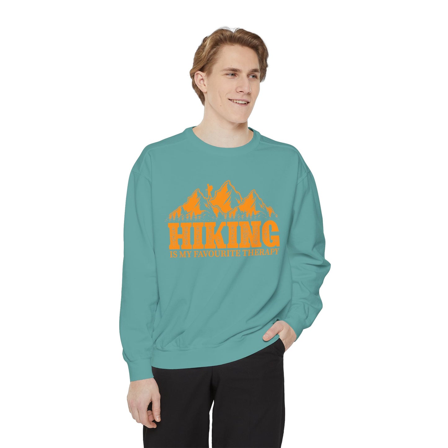 Hiking is my Favorite Therapy - Unisex Garment-Dyed Sweatshirt