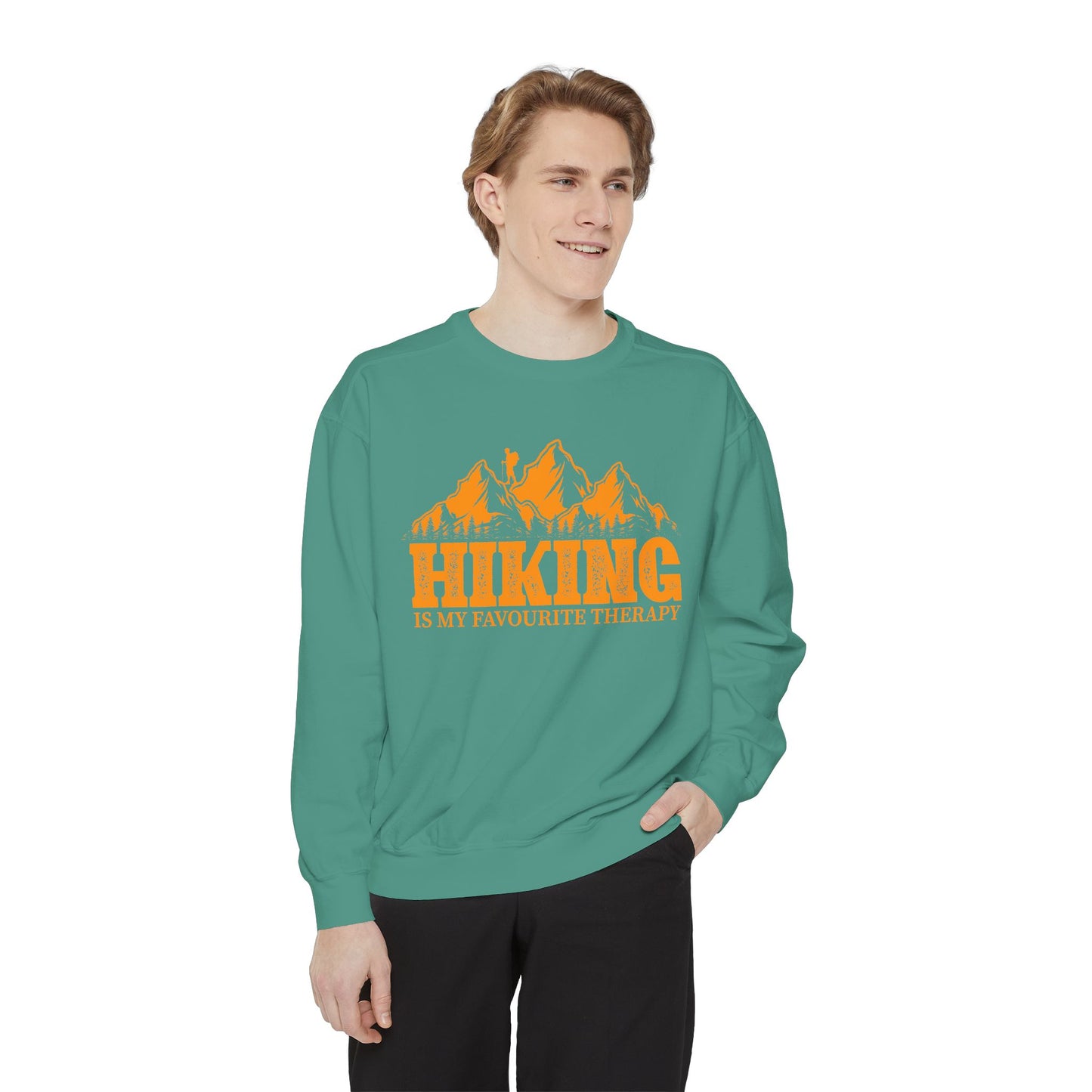 Hiking is my Favorite Therapy - Unisex Garment-Dyed Sweatshirt