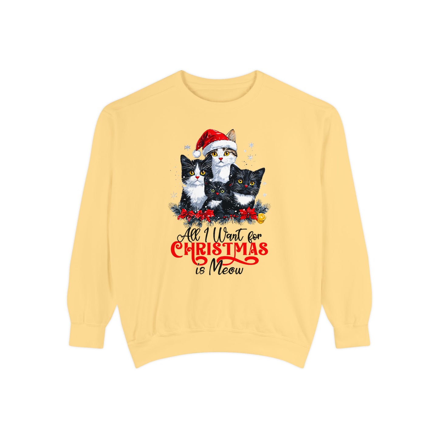 All I Want for Christmas is Meow - Unisex Cat Christmas Sweatshirt, Cat Themed Gift for Cat Lovers, Christmas Shirt, Holiday Apparel, Xmas Jumper,