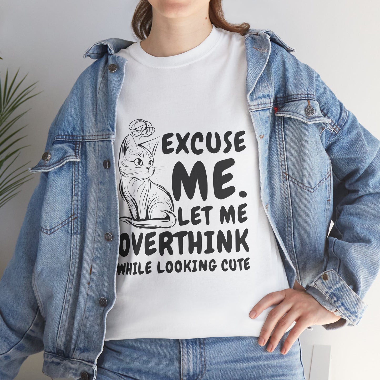 Cats Lover Tee - Overthinking Cute Unisex Shirt - White Color