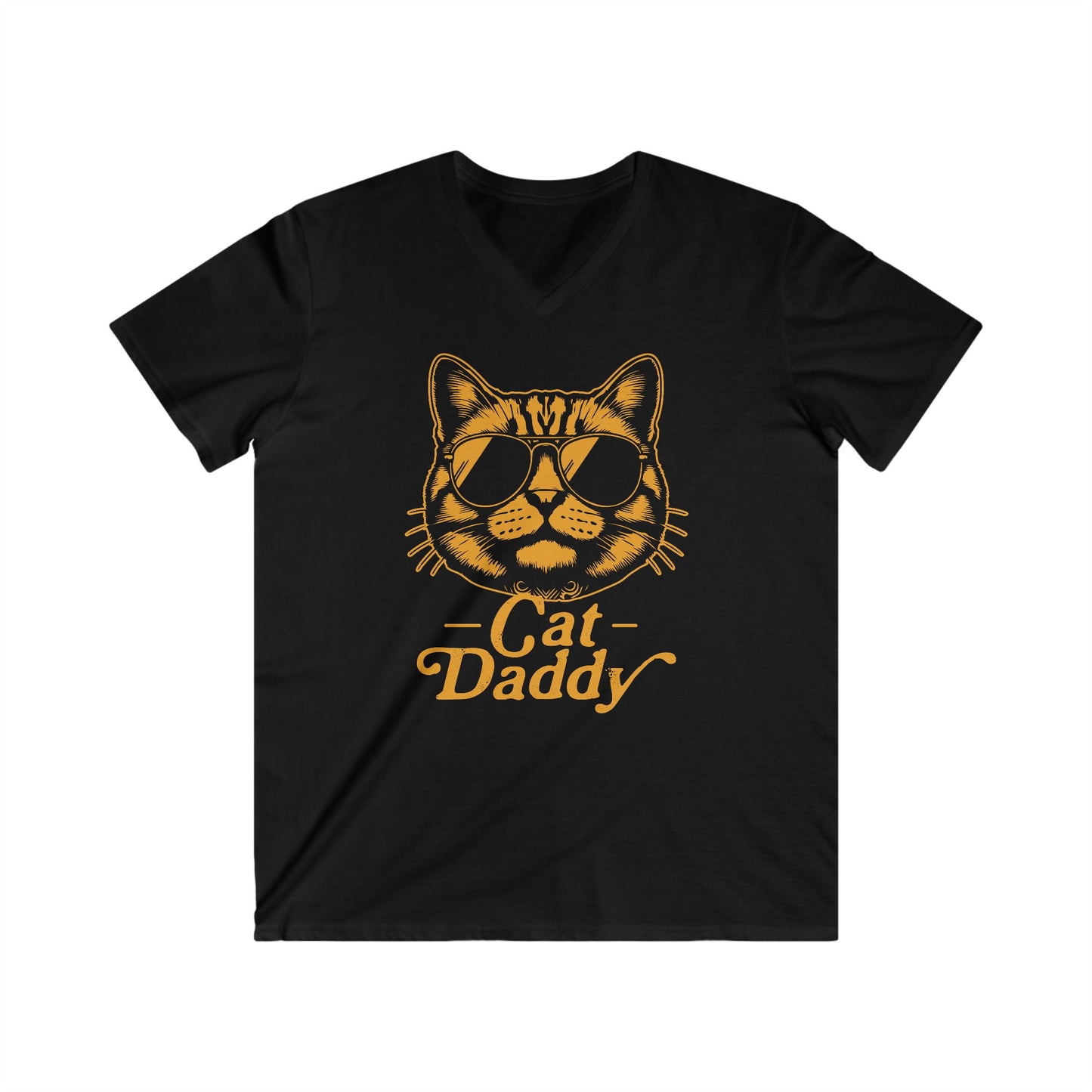 Cat Dad Men's Fitted V-Neck Short Sleeve Tee