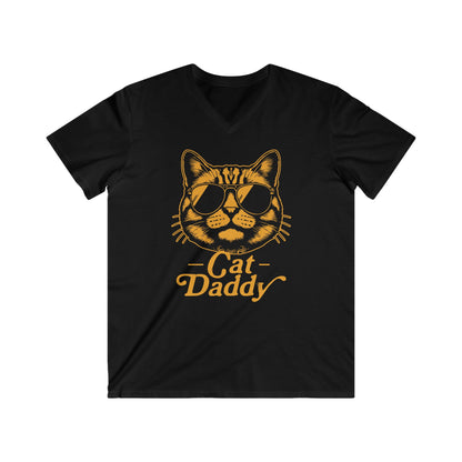 Cat Dad Men's Fitted V-Neck Short Sleeve Tee