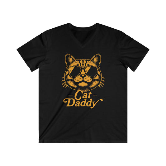 Cat Dad Men's Fitted V-Neck Short Sleeve Tee