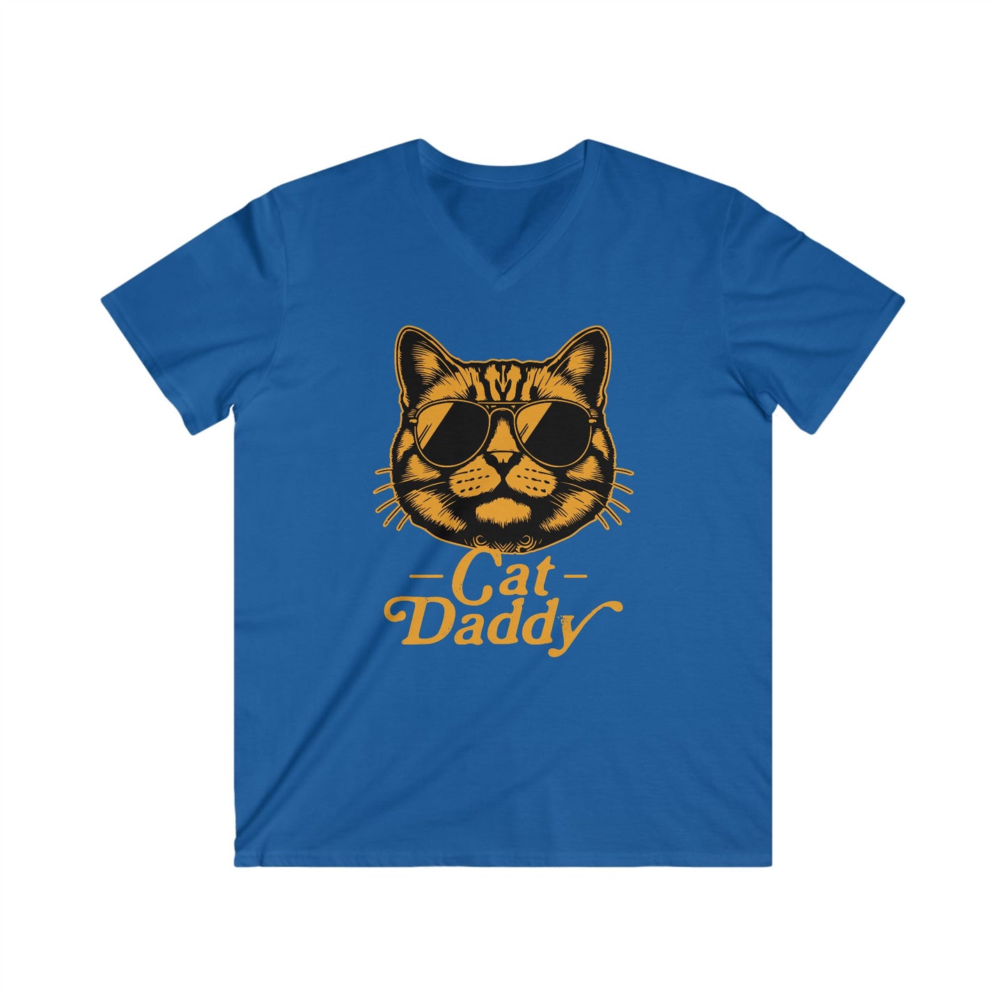 Cat Dad Men's Fitted V-Neck Short Sleeve Tee