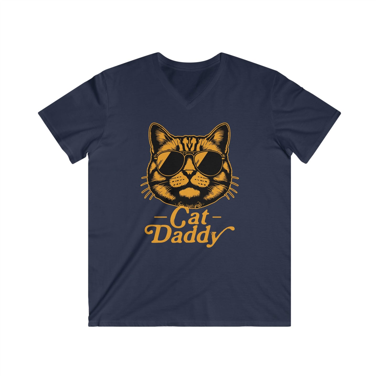 Cat Dad Men's Fitted V-Neck Short Sleeve Tee