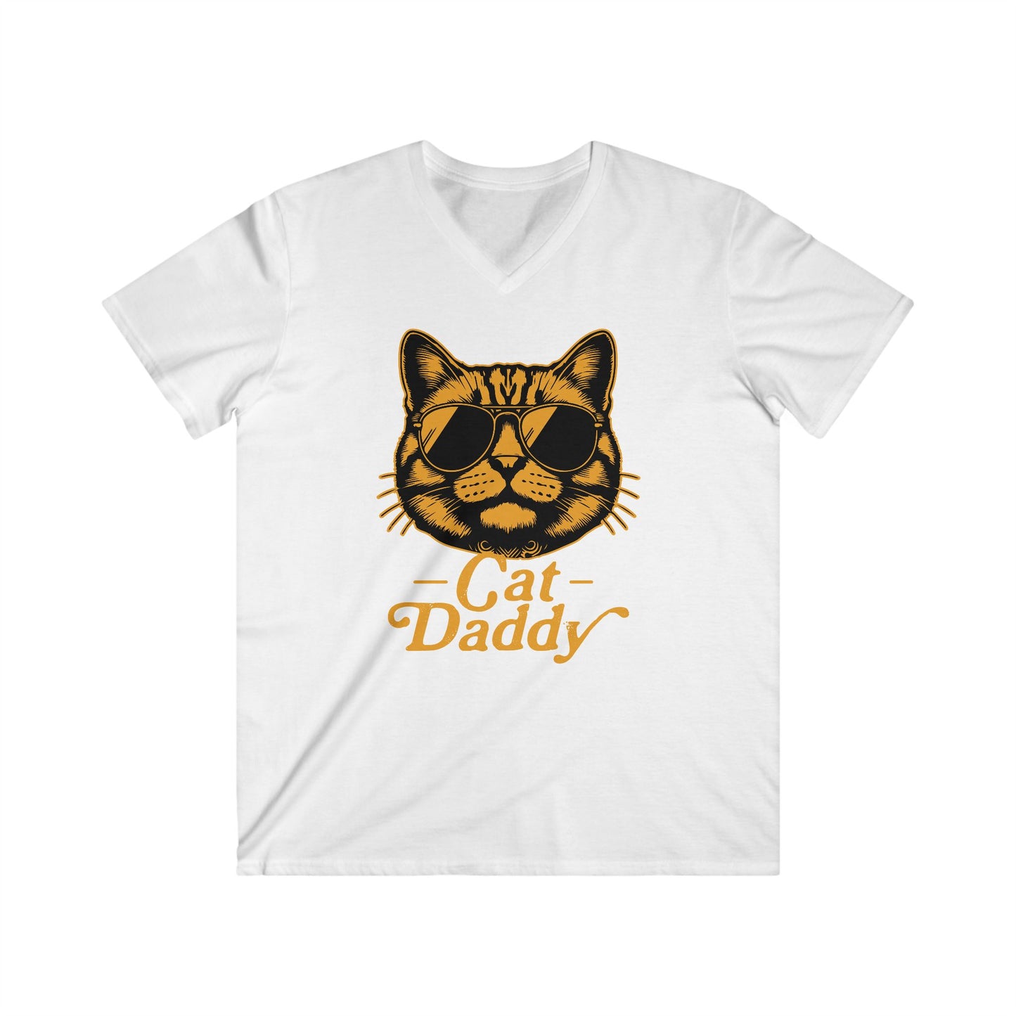 Cat Dad Men's Fitted V-Neck Short Sleeve Tee