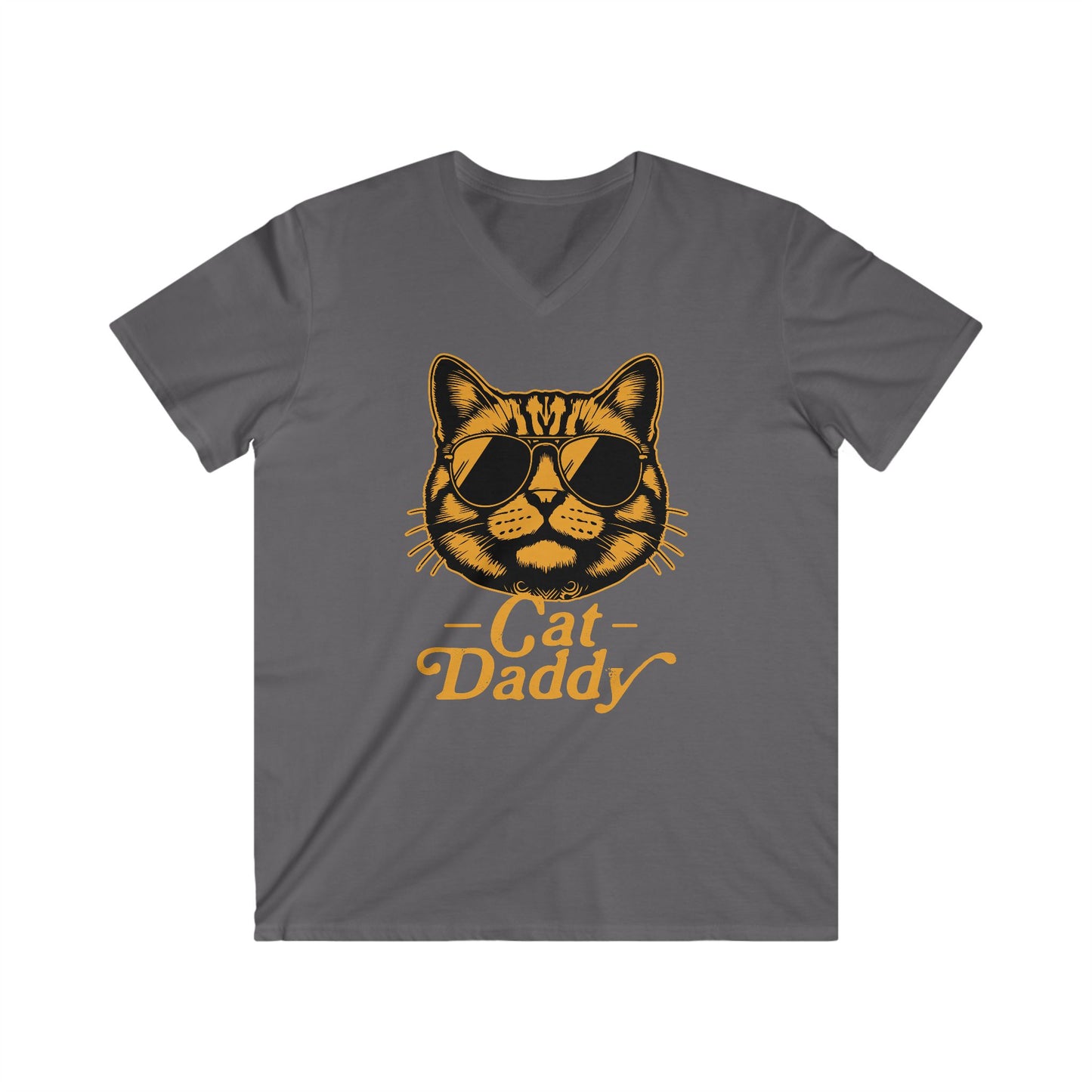 Cat Dad Men's Fitted V-Neck Short Sleeve Tee