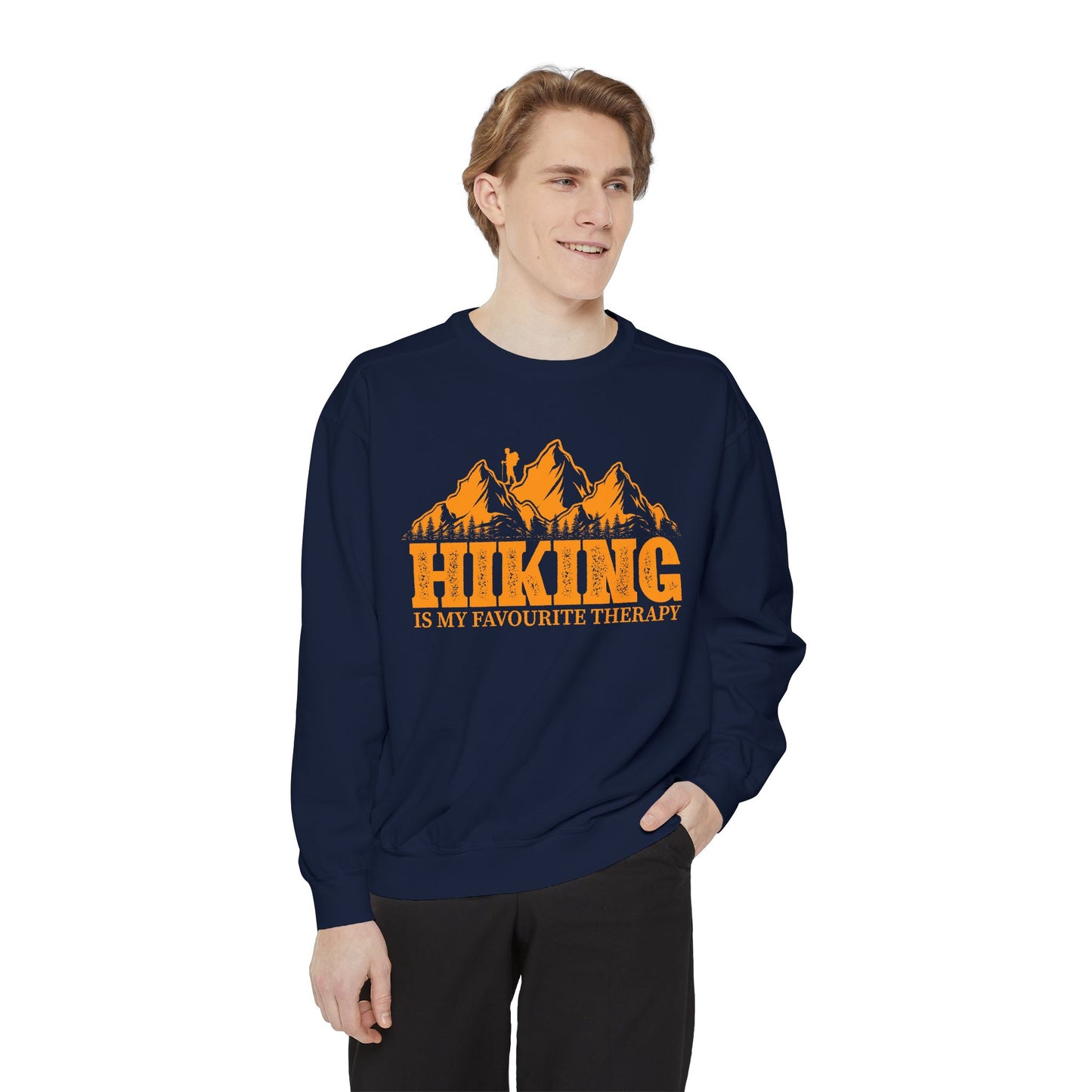 Hiking is my Favorite Therapy -  Unisex Garment-Dyed Sweatshirt