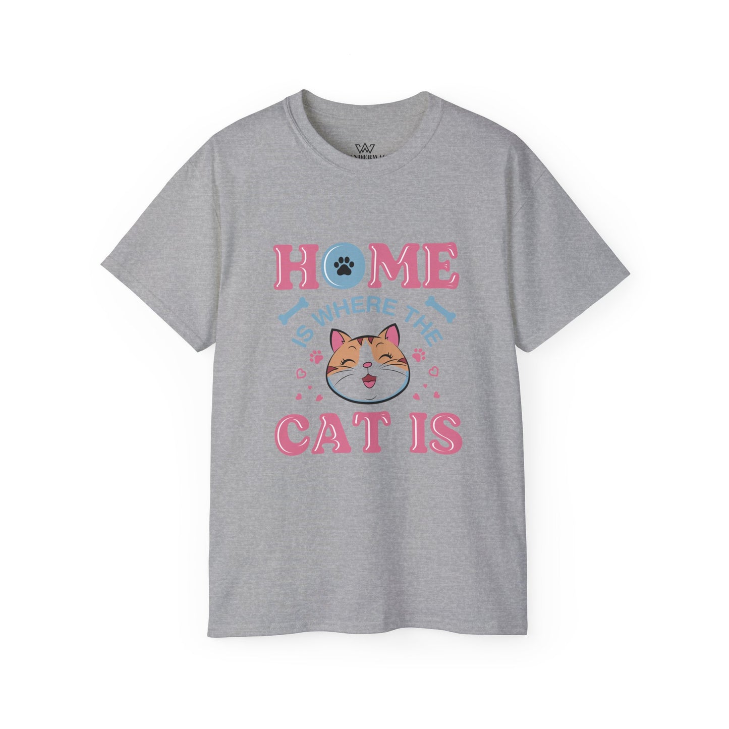 Cat Lover Unisex Tee - 'Home is Where Cat is' Quote