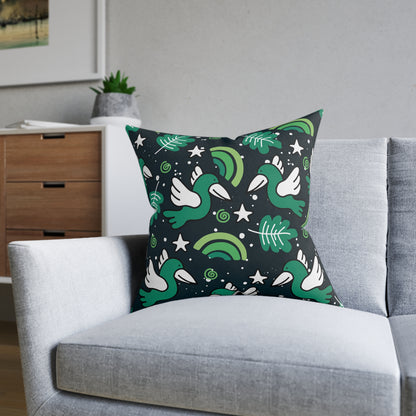 Decorative Pillow, Neutral Birds Illustration