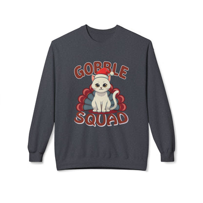 Gobble Squad Cat Christmas Sweatshirt, Cute Holiday Cat Lover Gift, Unisex Christmas Sweatshirt, Cat Mom Gift, Cat Dad Tee, Cat Lady Sweatshirt