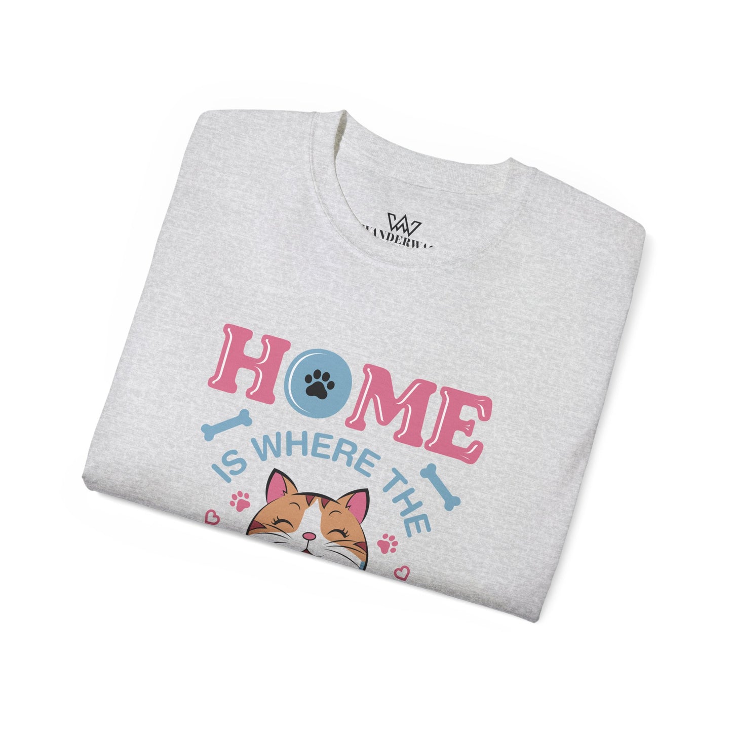 Cat Lover Unisex Tee - 'Home is Where Cat is' Quote