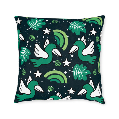 Decorative Pillow, Neutral Birds Illustration