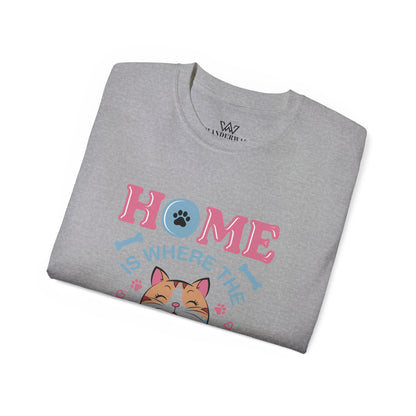 Cat Lover Unisex Tee - 'Home is Where Cat is' Quote