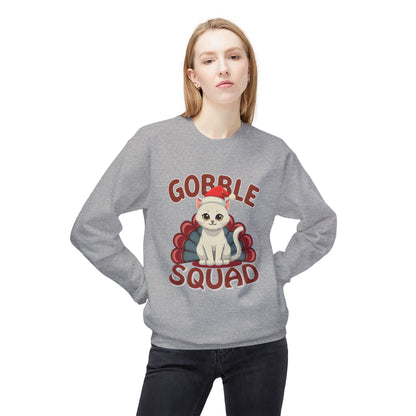 Gobble Squad Cat Christmas Sweatshirt, Cute Holiday Cat Lover Gift, Unisex Christmas Sweatshirt, Cat Mom Gift, Cat Dad Tee, Cat Lady Sweatshirt