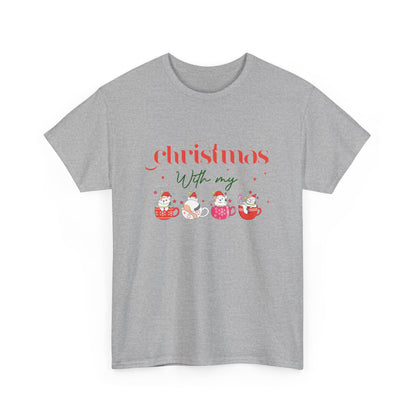 Christmas with my Cat Unisex Heavy Cotton Tee - 2024 Family Couple Holiday Shirt