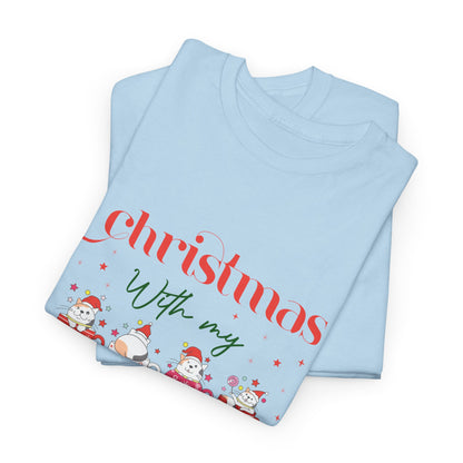 Christmas with my Cat Unisex Heavy Cotton Tee - 2024 Family Couple Holiday Shirt