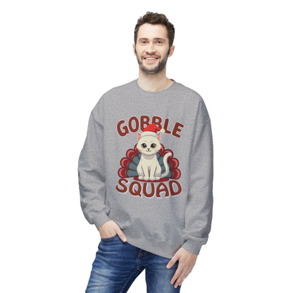 Gobble Squad Cat Christmas Sweatshirt, Cute Holiday Cat Lover Gift, Unisex Christmas Sweatshirt, Cat Mom Gift, Cat Dad Tee, Cat Lady Sweatshirt