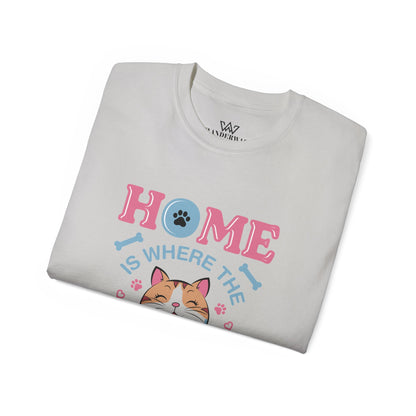 Cat Lover Unisex Tee - 'Home is Where Cat is' Quote