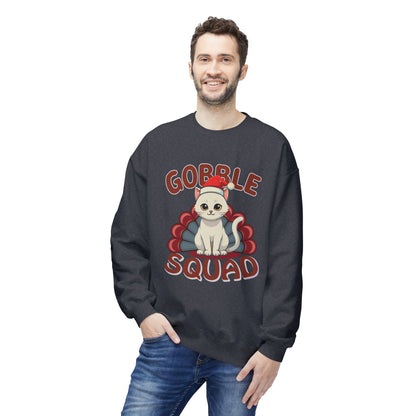 Gobble Squad Cat Christmas Sweatshirt, Cute Holiday Cat Lover Gift, Unisex Christmas Sweatshirt, Cat Mom Gift, Cat Dad Tee, Cat Lady Sweatshirt