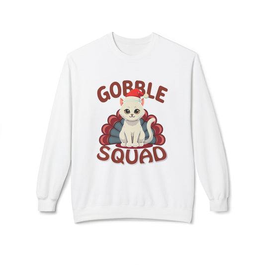 Gobble Squad Cat Christmas Sweatshirt, Cute Holiday Cat Lover Gift, Unisex Christmas Sweatshirt, Cat Mom Gift, Cat Dad Tee, Cat Lady Sweatshirt