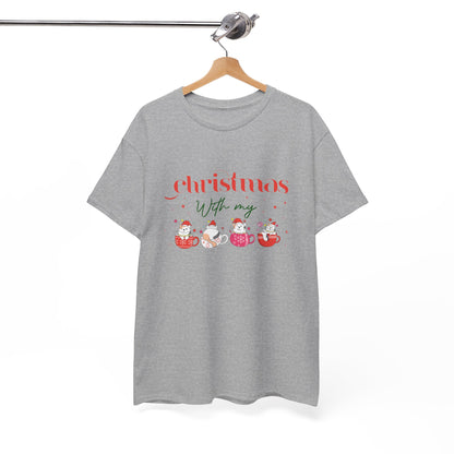 Christmas with my Cat Unisex Heavy Cotton Tee - 2024 Family Couple Holiday Shirt