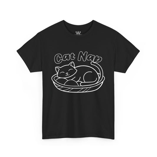 Cat Nap Unisex Heavy Cotton T-Shirt – Perfect for Cat Lovers