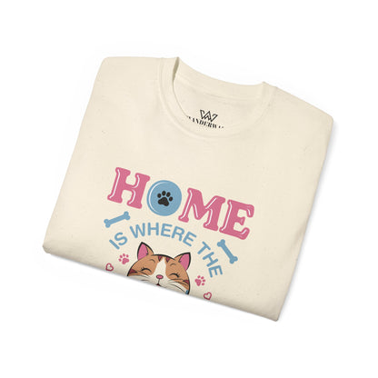 Cat Lover Unisex Tee - 'Home is Where Cat is' Quote