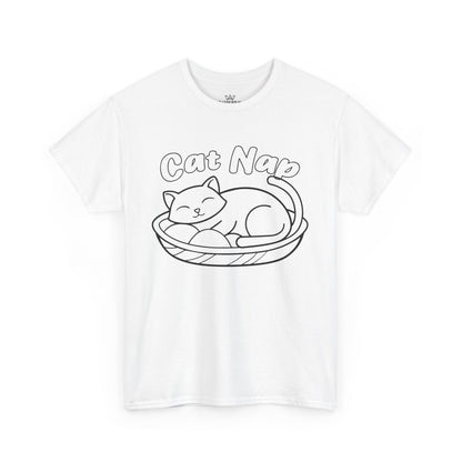 Cat Nap Unisex Heavy Cotton T-Shirt – Perfect for Cat Lovers