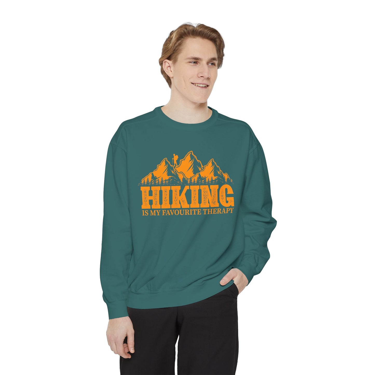 Hiking is my Favorite Therapy -  Unisex Garment-Dyed Sweatshirt