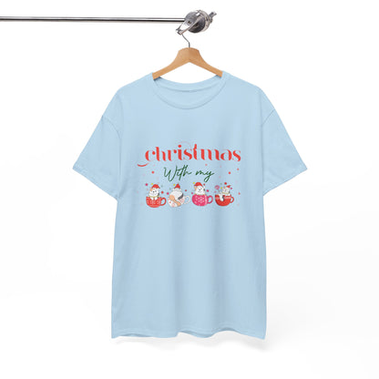 Christmas with my Cat Unisex Heavy Cotton Tee - 2024 Family Couple Holiday Shirt