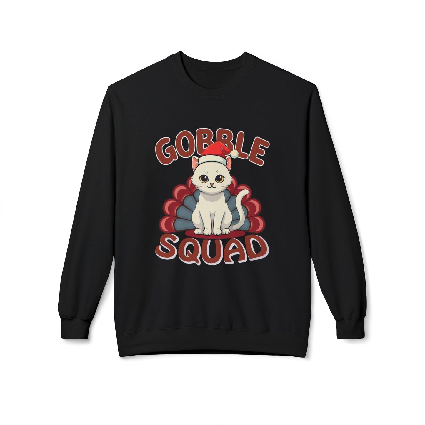 Gobble Squad Cat Christmas Sweatshirt, Cute Holiday Cat Lover Gift, Unisex Christmas Sweatshirt, Cat Mom Gift, Cat Dad Tee, Cat Lady Sweatshirt