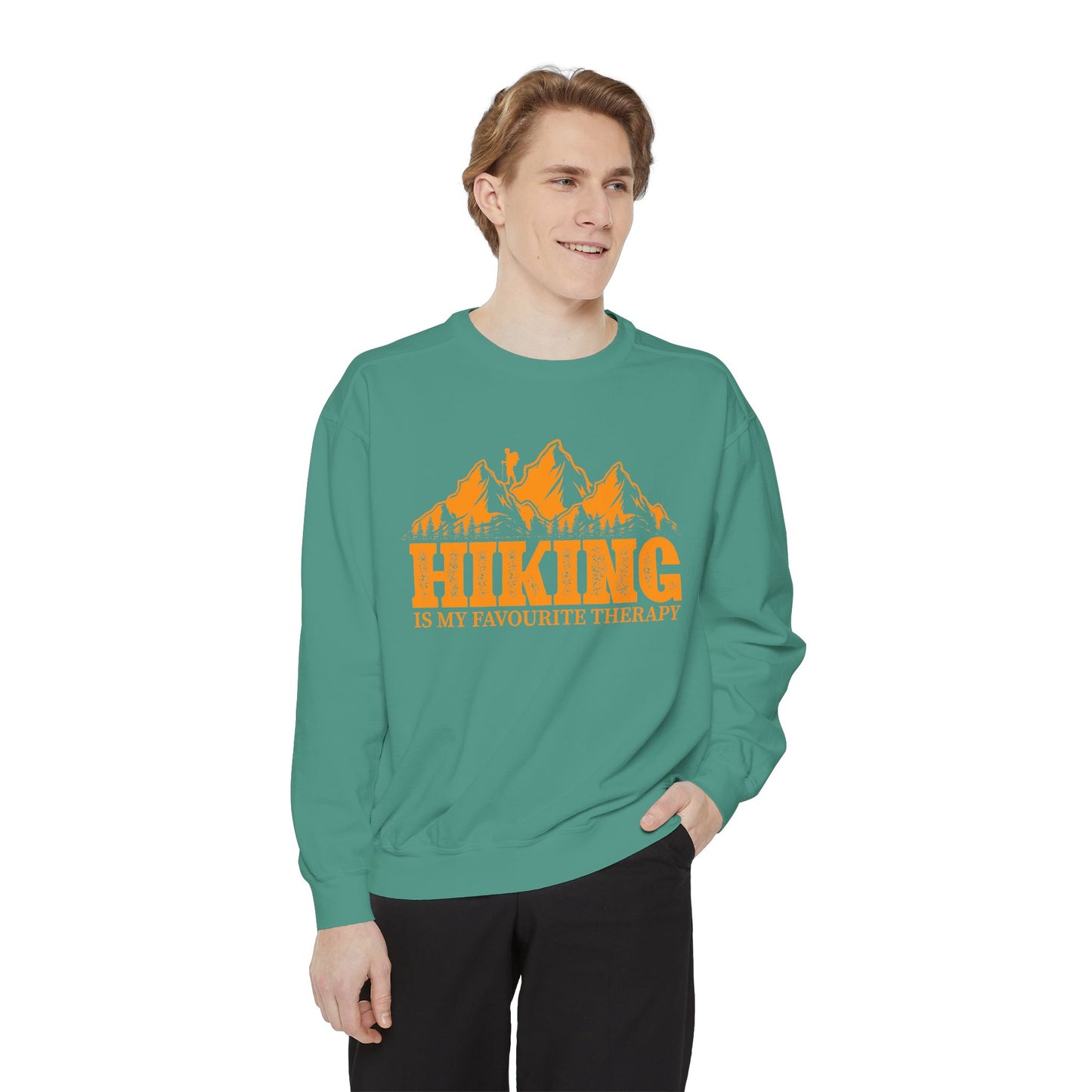 Hiking is my Favorite Therapy -  Unisex Garment-Dyed Sweatshirt