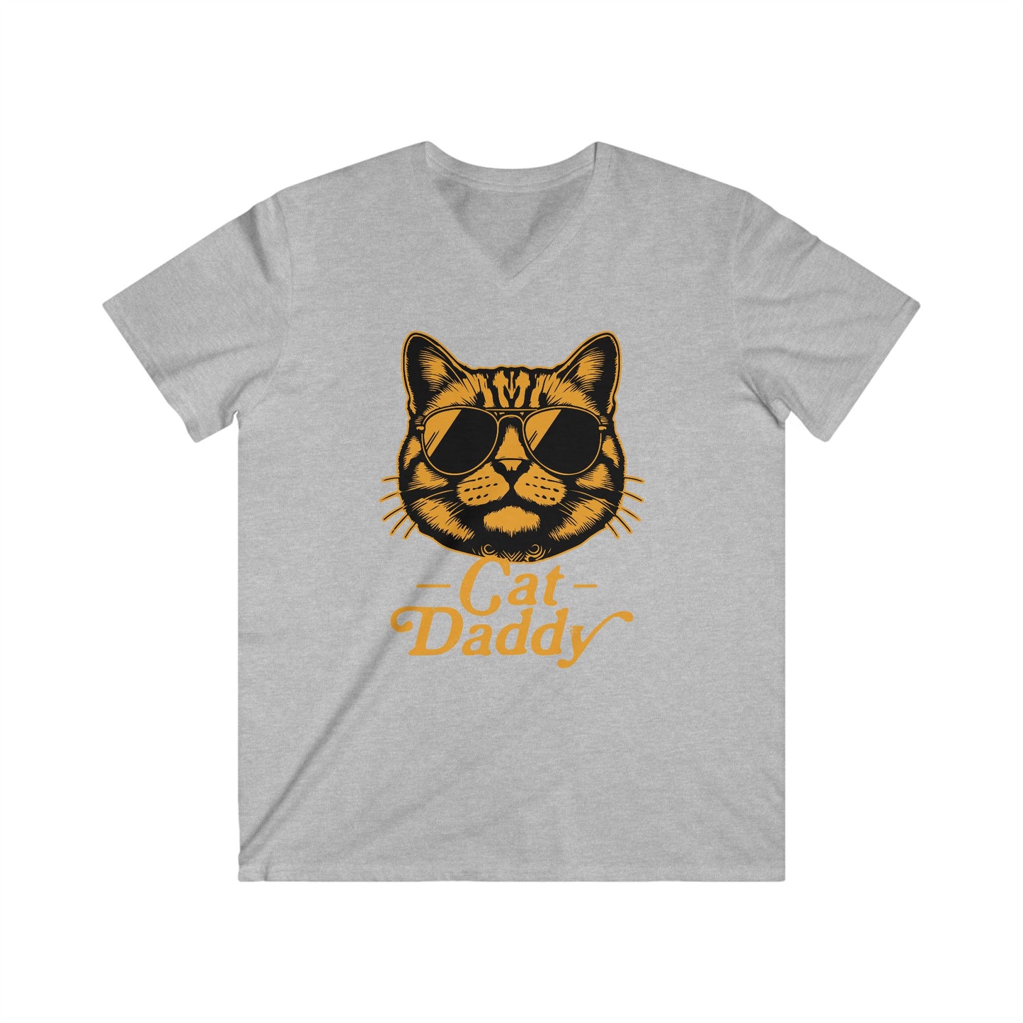 Cat Dad Men's Fitted V-Neck Short Sleeve Tee