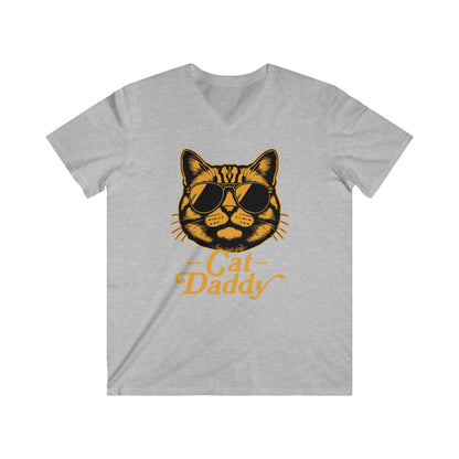 Cat Dad Men's Fitted V-Neck Short Sleeve Tee